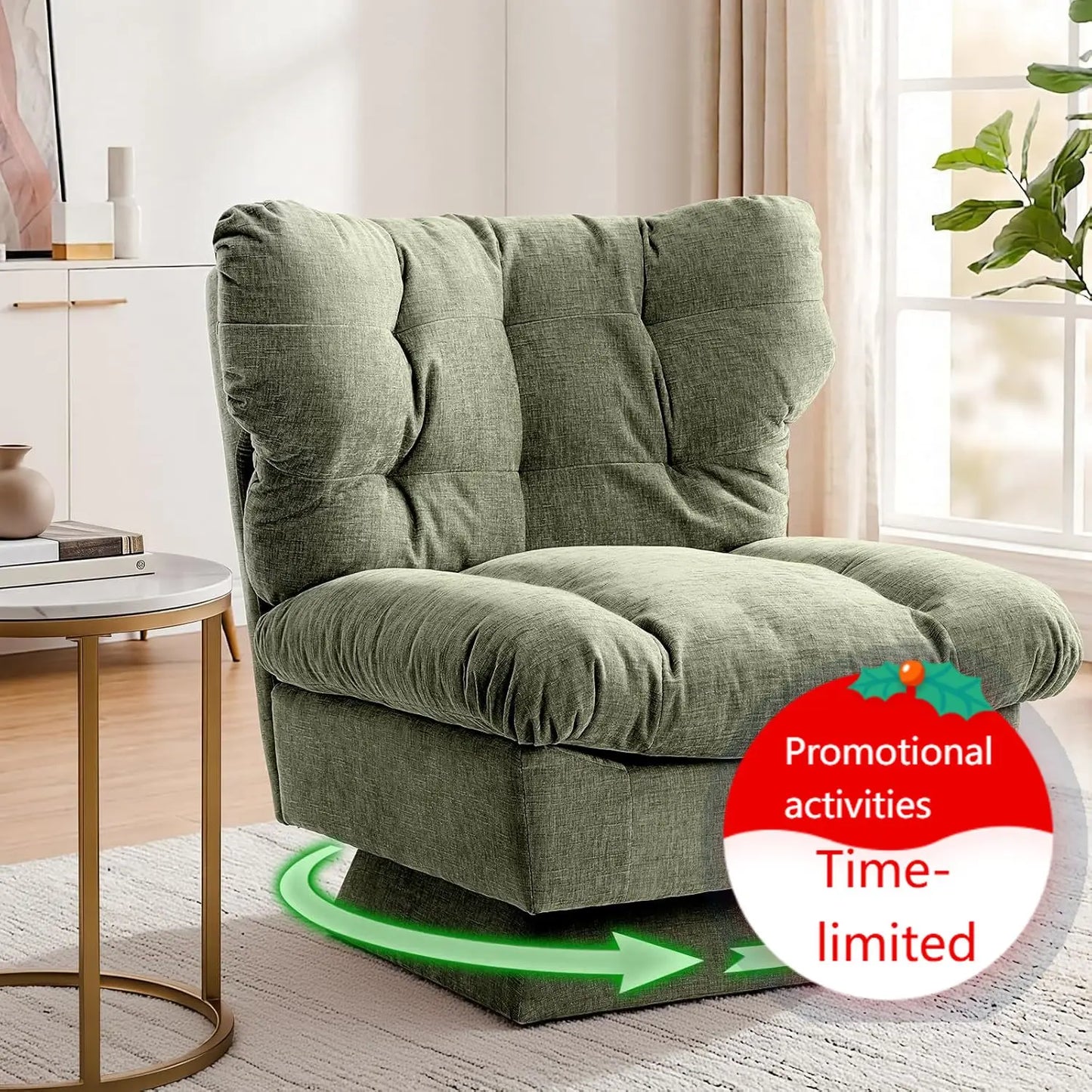 Chenille Swivel Accent Chair 360 Degree Comfort Modern Sofa Chair