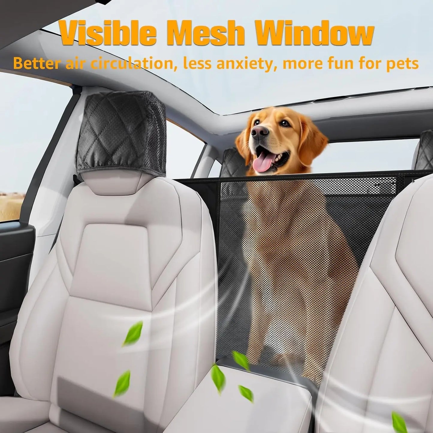 Waterproof Dog Car Seat Cover For Tesla Model 3 And Y With Mesh Window