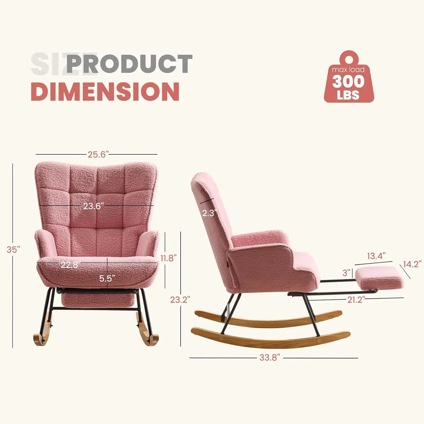 Nursery Rocking Chair Modern Upholstered Glider With Retractable Footrest