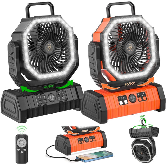 Rechargeable Camping Fan 20000mAh With LED Light And Portable Hook