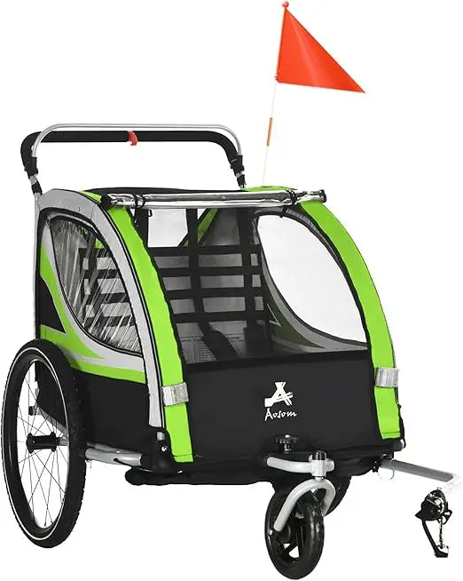 2-in-1 Walk Ride Child Bike Trailer for Two-Seater Families