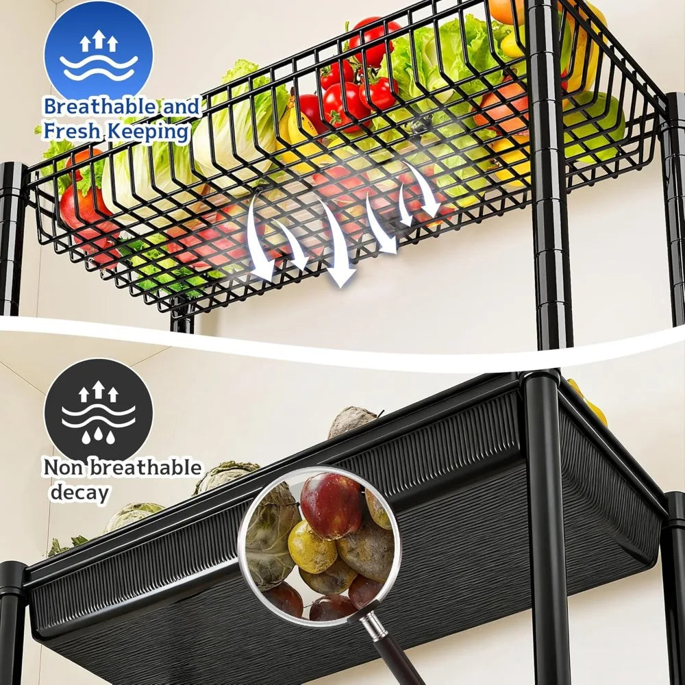 7 Tier Wheeled Wire Shelving Unit For Kitchen And Pantry