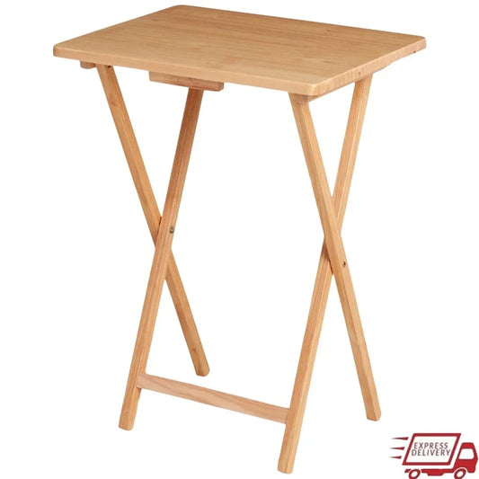 Indoor Folding TV Tray Table Solid Rubberwood Portable