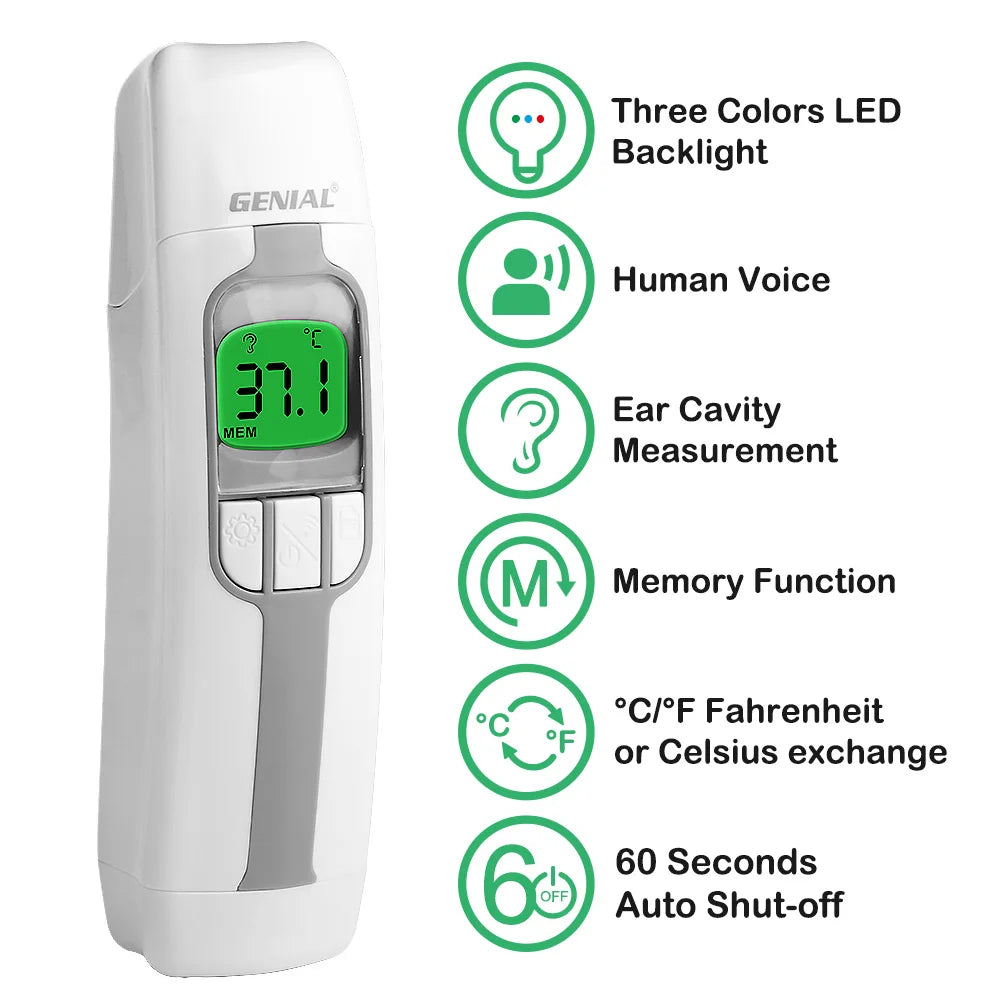 GENIAL Ear Thermometer For Adults And Kids Digital Fever Alarm