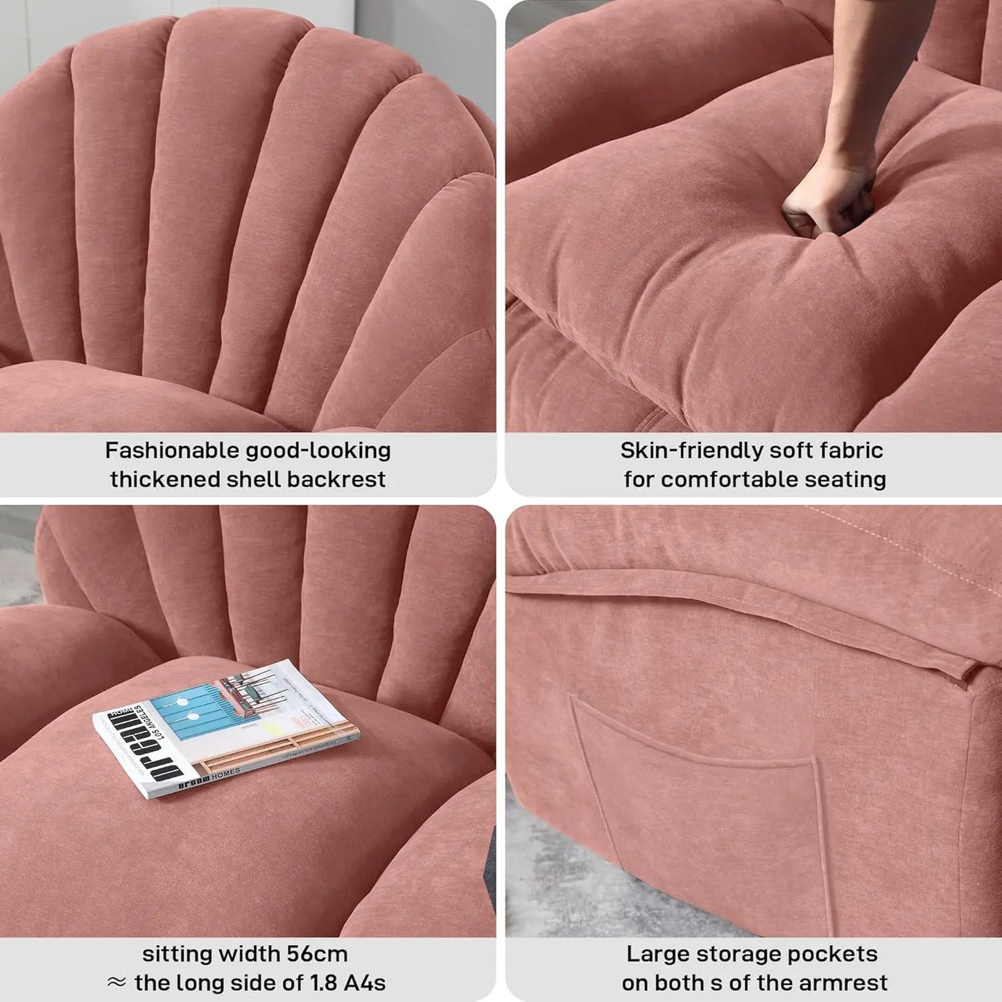 Swivel Rocker Recliner Chair With 360 Manual Rotation