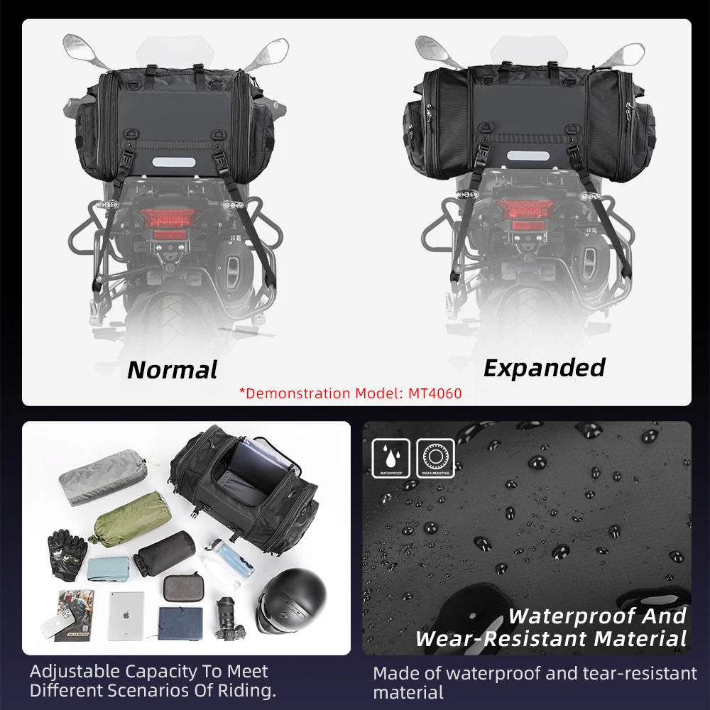 Rhinowalk Waterproof Motorcycle Travel Luggage Bag Expandable for Motorcycles