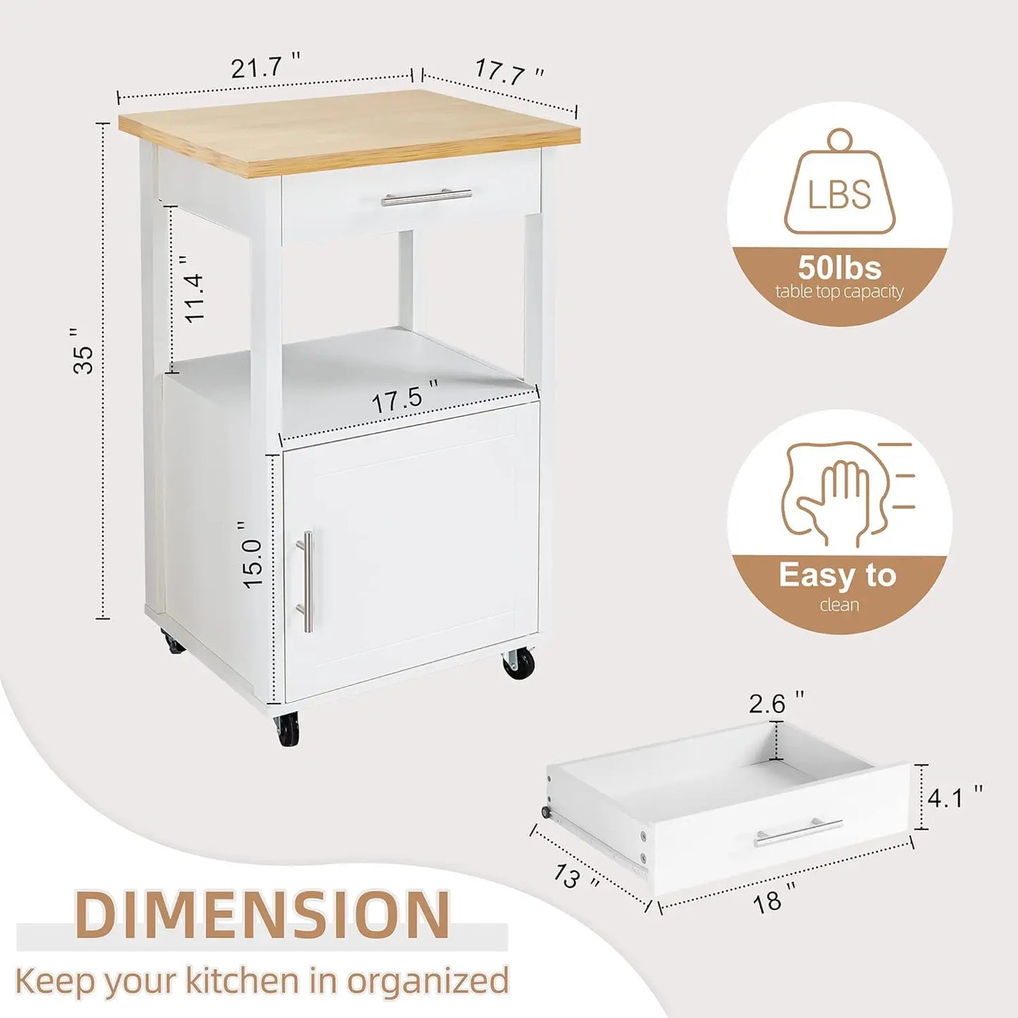 Mobile Kitchen Island Cart With Storage Wheels Cabinet And Drawer
