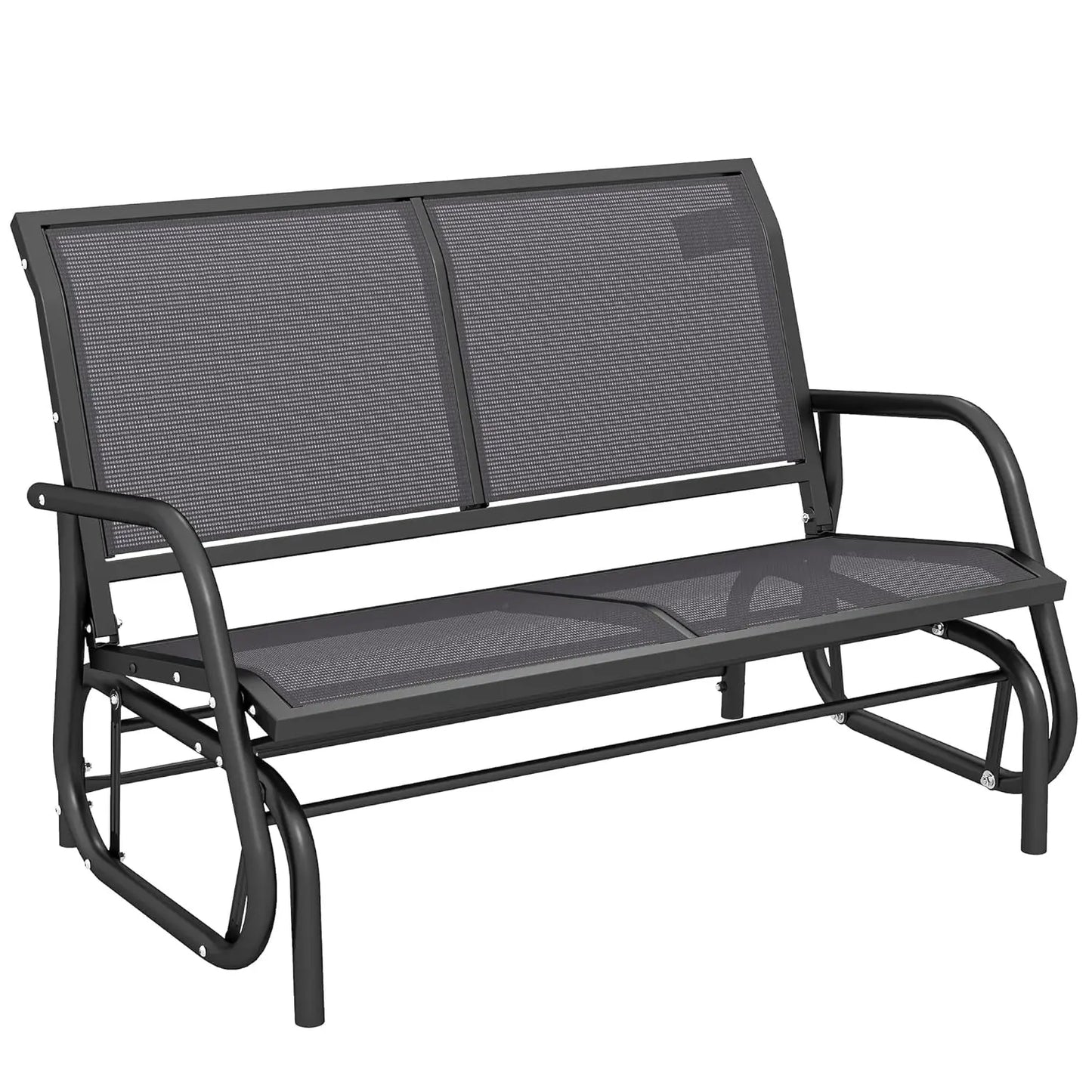 Two Person Outdoor Glider Bench With Powder Coated Steel Frame