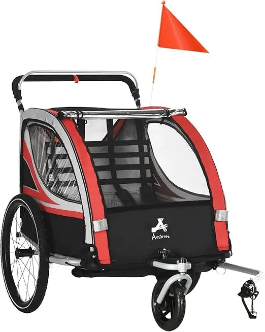 2-in-1 Walk Ride Child Bike Trailer for Two-Seater Families