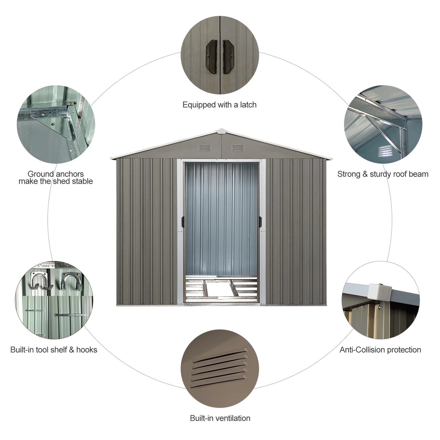 Outdoor Garden Storage Shed With Floor Waterproof Aluminum Frame