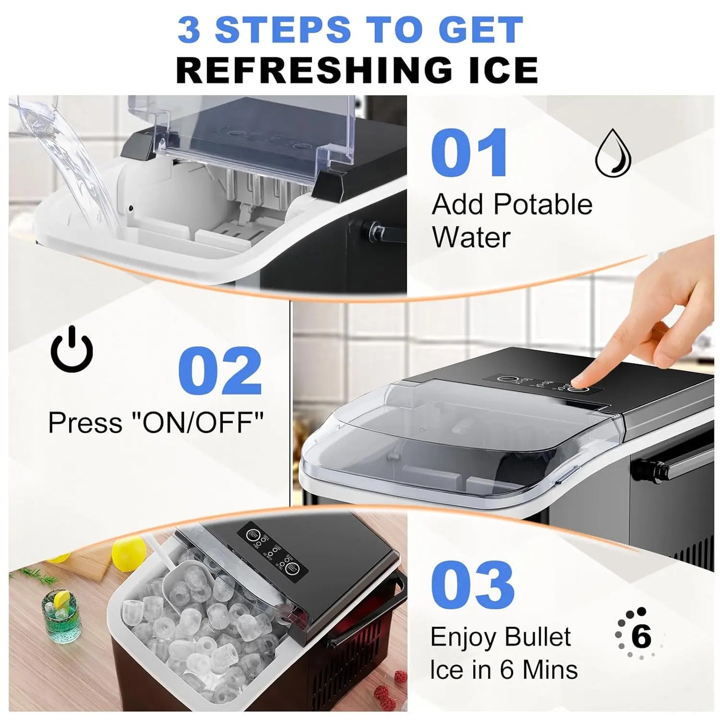 Portable Ice Maker For Home RV Camping Auto-Clean Efficient