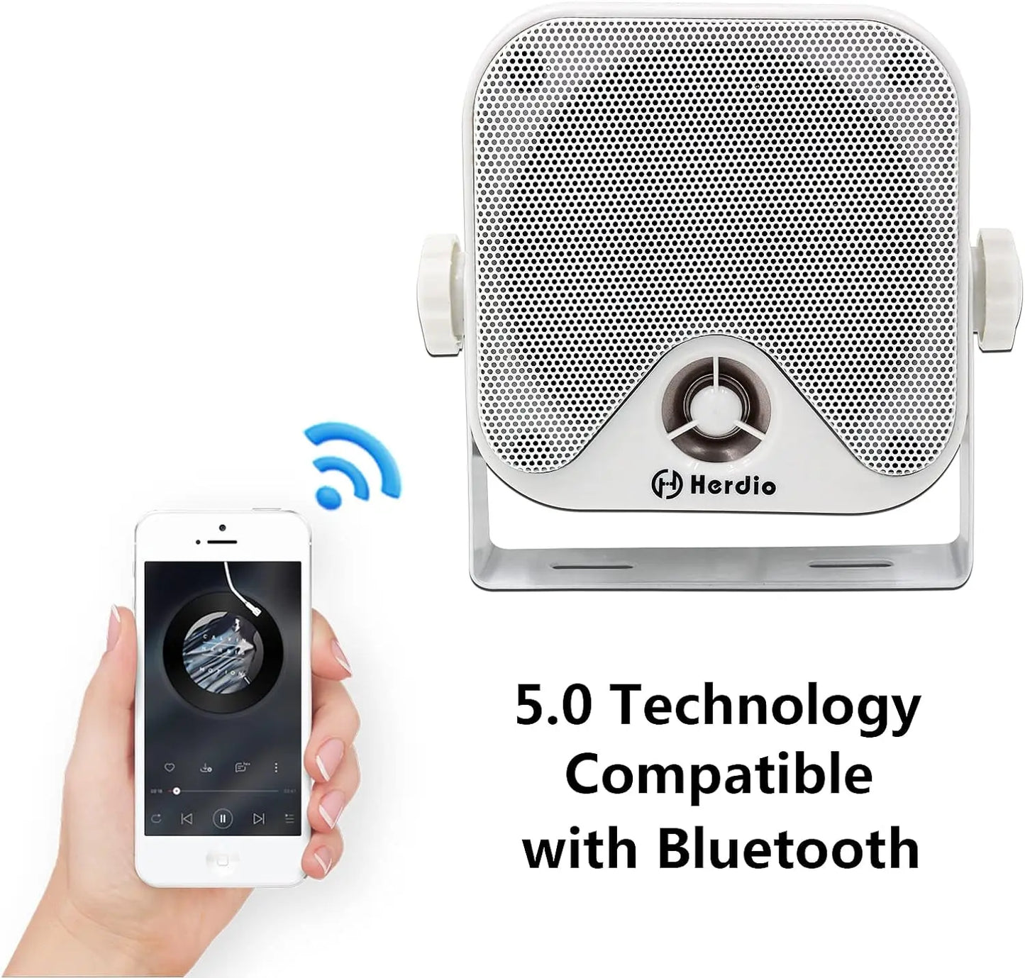 Herdio Waterproof Marine Bluetooth Speaker 100W Heavy Duty Surface Mounted