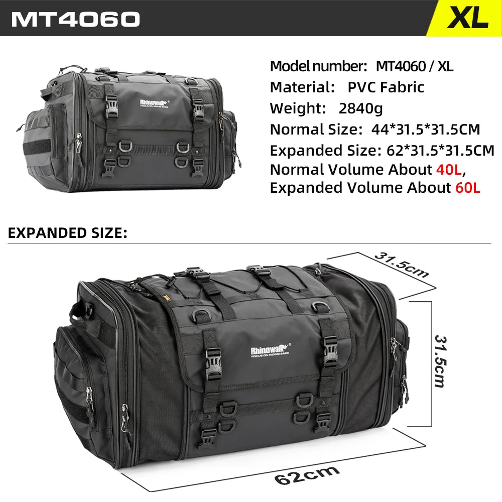 Rhinowalk Waterproof Motorcycle Travel Luggage Bag Expandable for Motorcycles