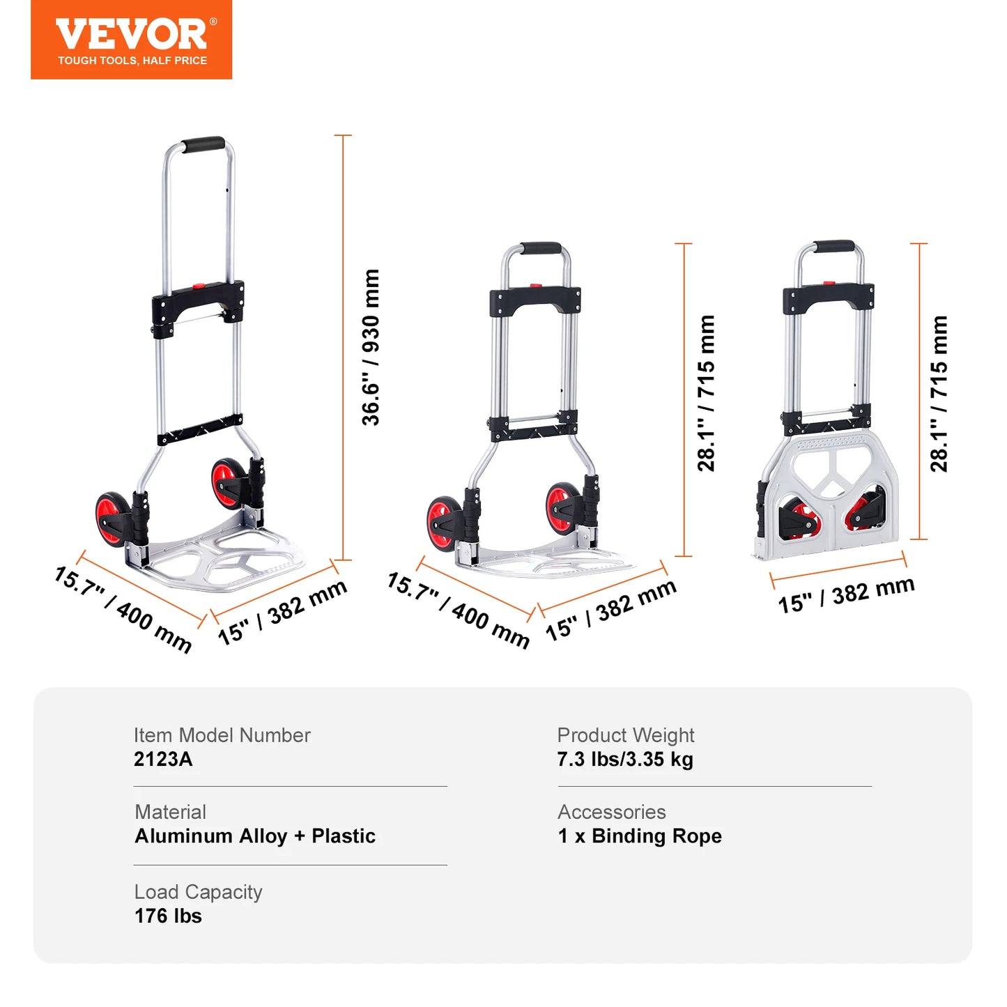 SucceBuy Folding Telescoping Handle Hand Truck Dolly Aluminum Stair Cart