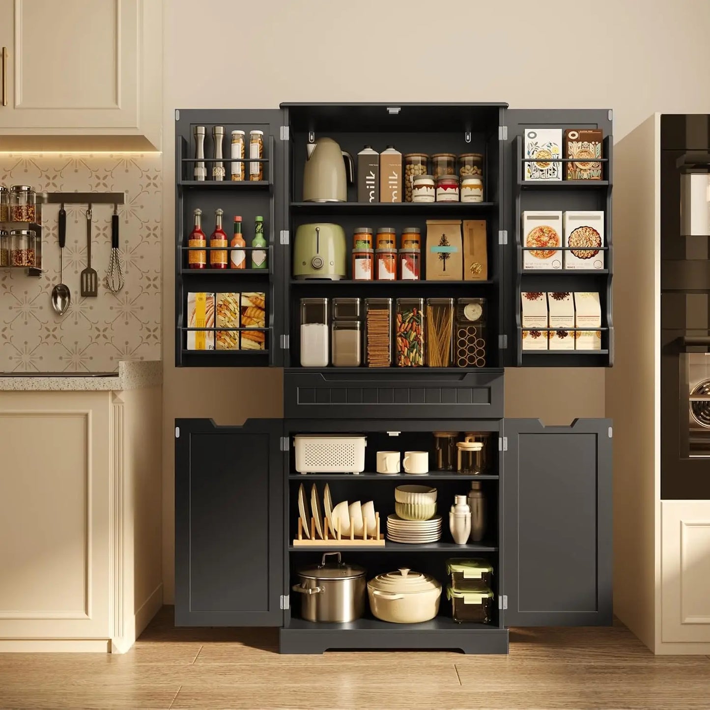 MOYU Kitchen Pantry Cabinet With Adjustable Shelves