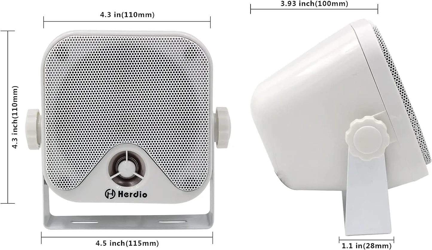 Herdio Waterproof Marine Bluetooth Speaker 100W Heavy Duty Surface Mounted