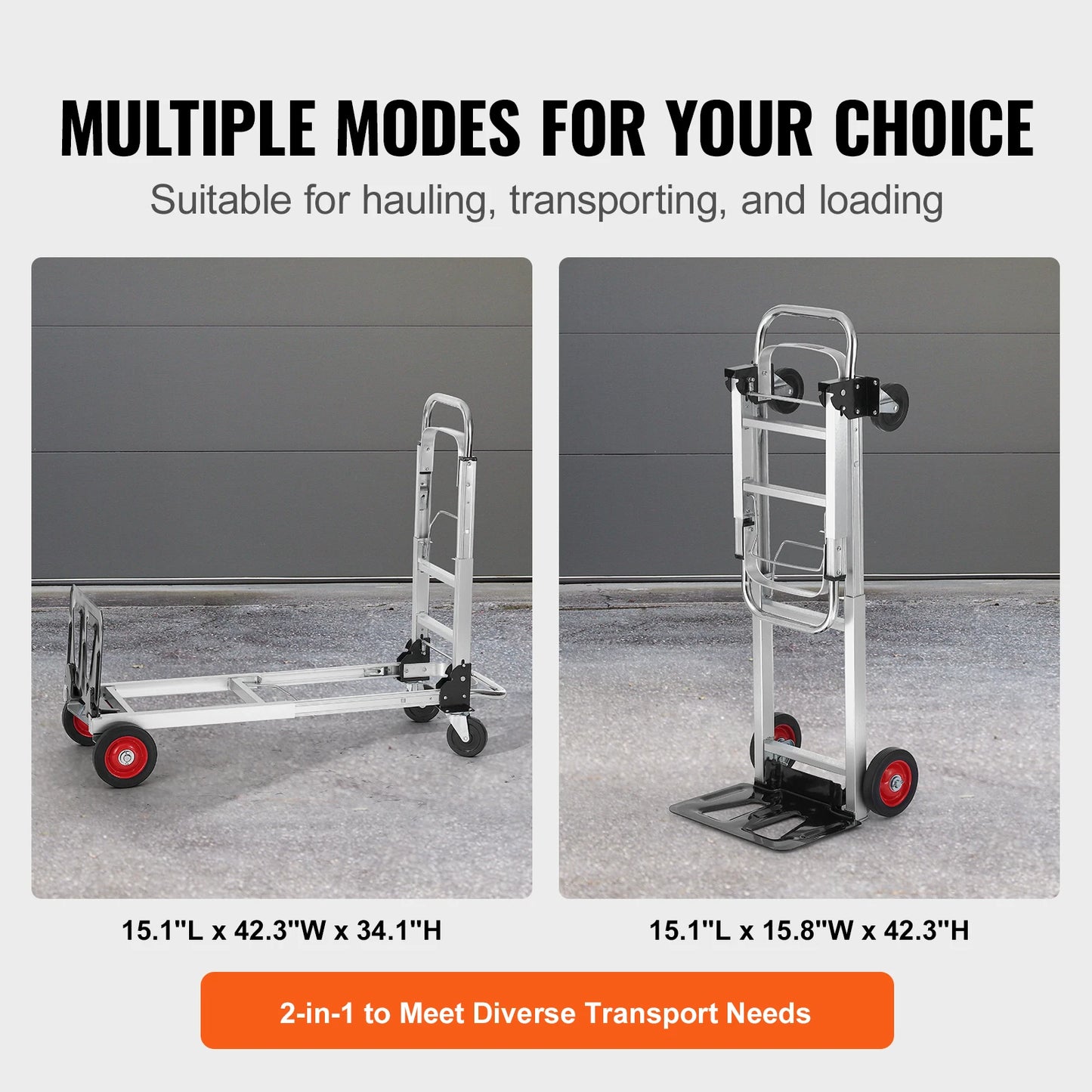 Folding Hand Truck With Wheels 400 Lb Capacity Aluminum Cart