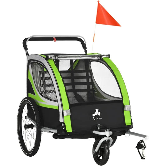 2-in-1 Walk Ride Child Bike Trailer for Two-Seater Families