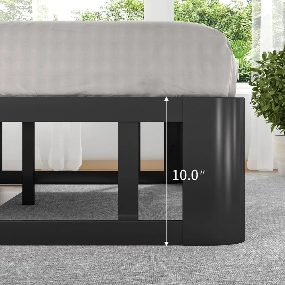 Platform Bed Frame With LED Lights And Sturdy Steel Base