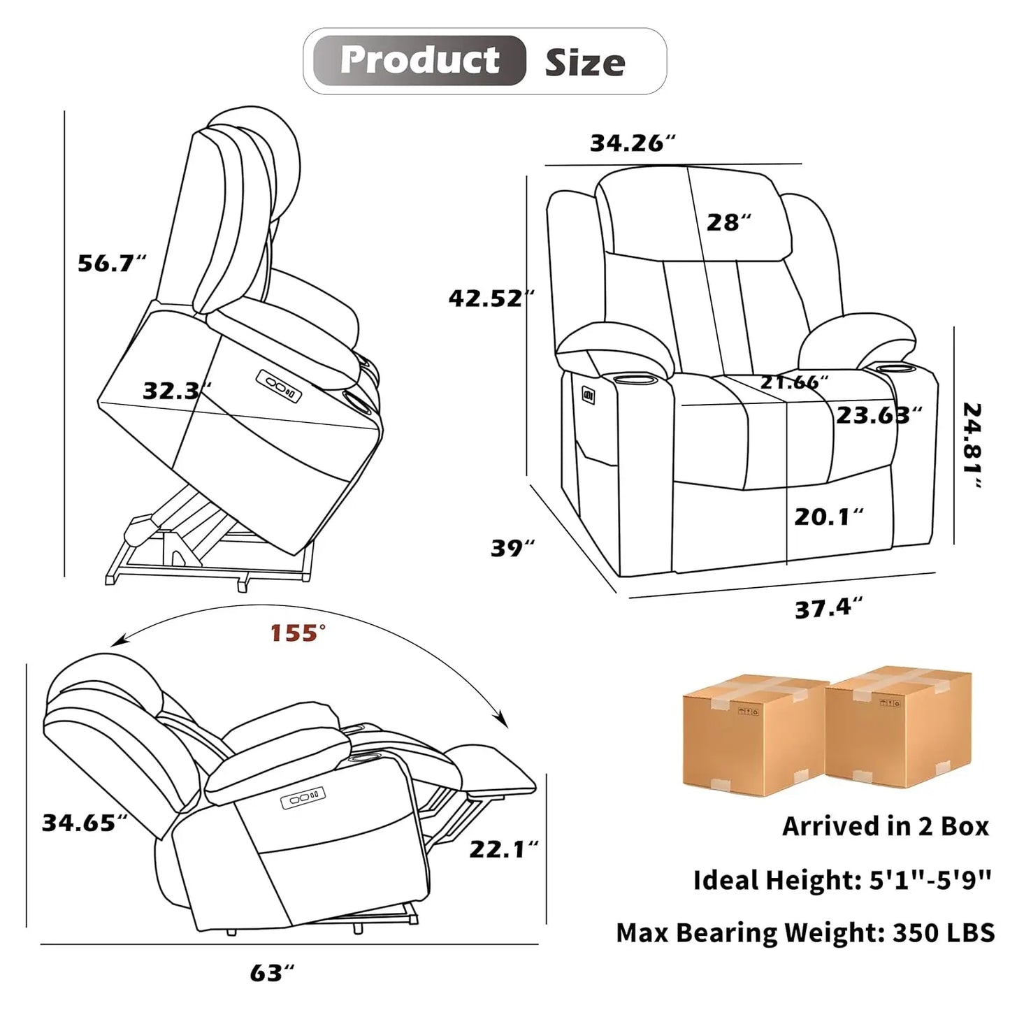 Power Lift Chair With Massage And Heat Electric Recliner