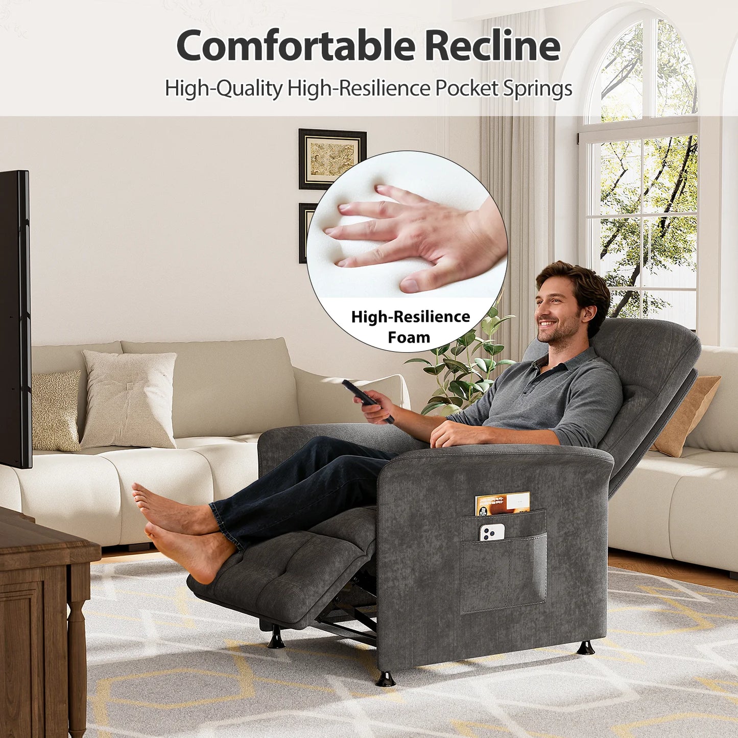 Power Recliner Chair With Heated Massage For Home Use