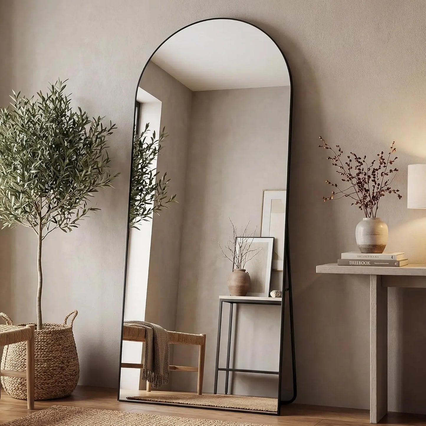 Elegant Arched Floor Mirror Freestanding Or Wall Mounted For Home