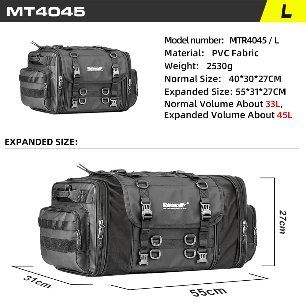 Rhinowalk Waterproof Motorcycle Travel Luggage Bag Expandable for Motorcycles