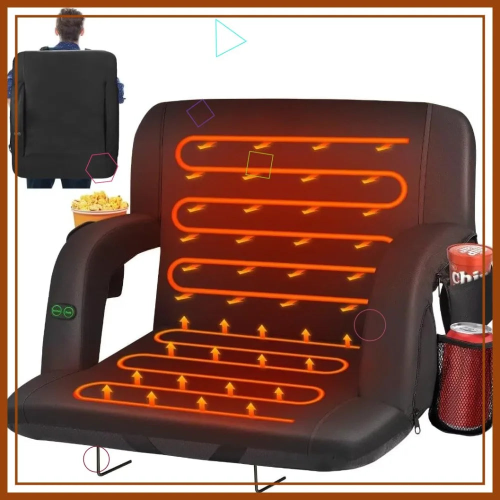 Heated Stadium Seat With Back Support And 3 Heat Levels