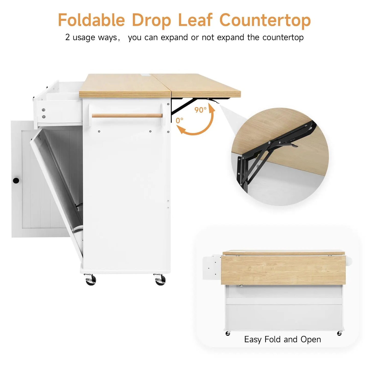 ONBRILL Mobile Kitchen Island Cart With Power Outlet