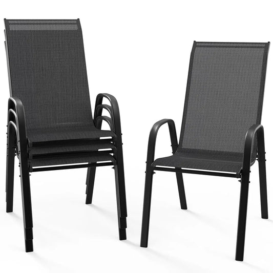 Stackable Patio Chairs Set Of 4 For Outdoor Dining