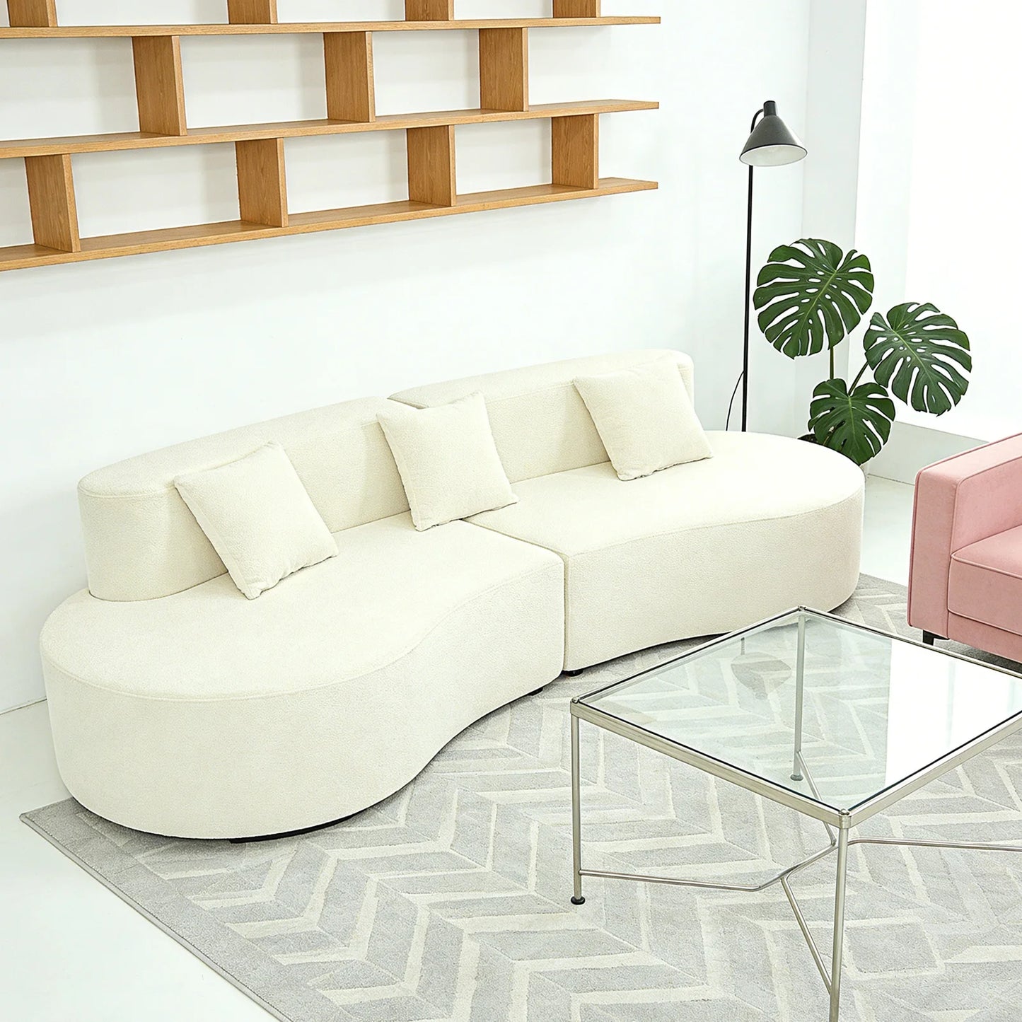 iKayaa Modern Curved 4 Seat Modular Sofa For Living Room