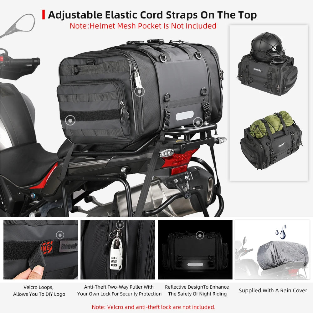 Rhinowalk Waterproof Motorcycle Travel Luggage Bag Expandable for Motorcycles