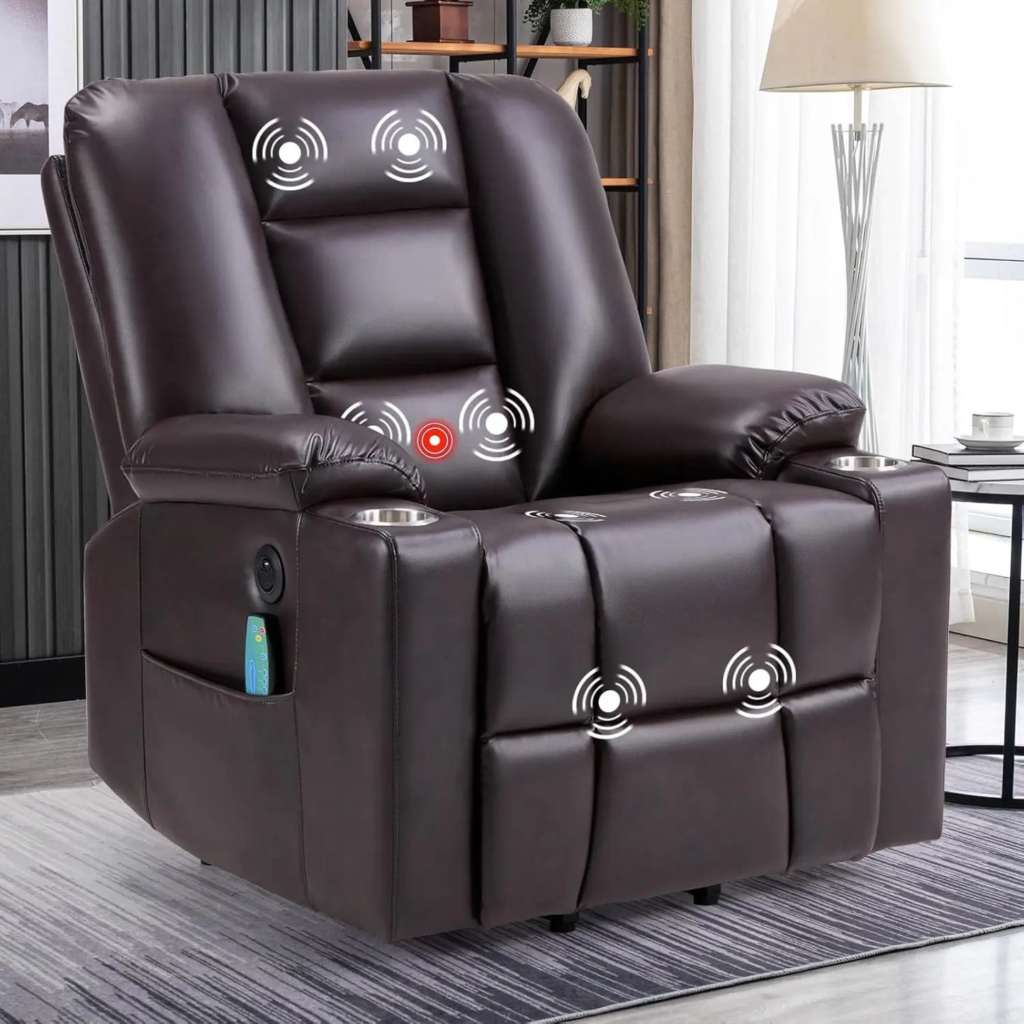 Power Lift Chair With Heat Massage USB Ports Faux Leather