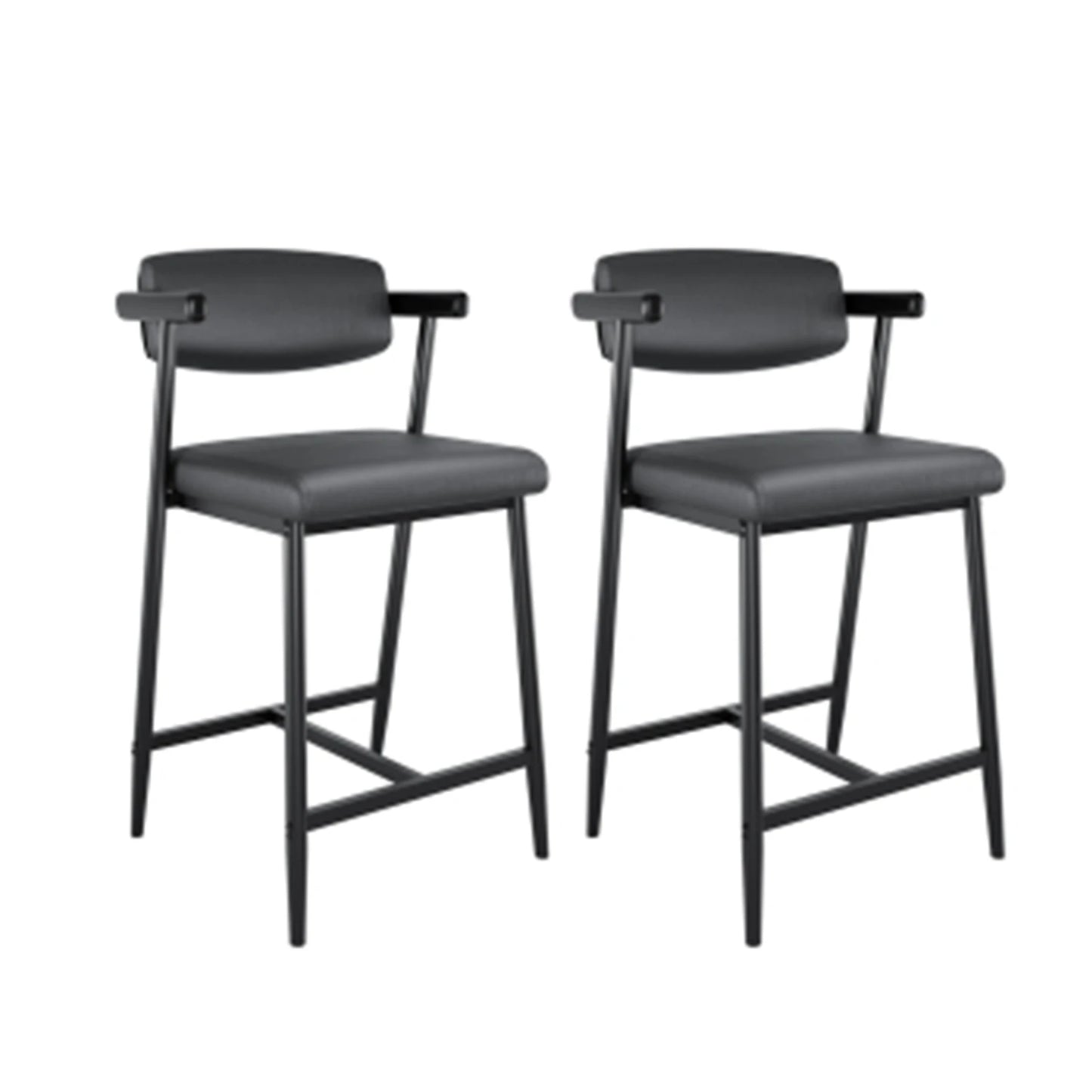 TWISTER.CK Modern Bar Stools Set 2-Pack With Upholstered Back Footrest