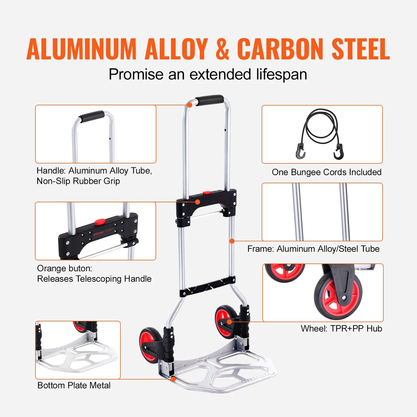 SucceBuy Folding Telescoping Handle Hand Truck Dolly Aluminum Stair Cart