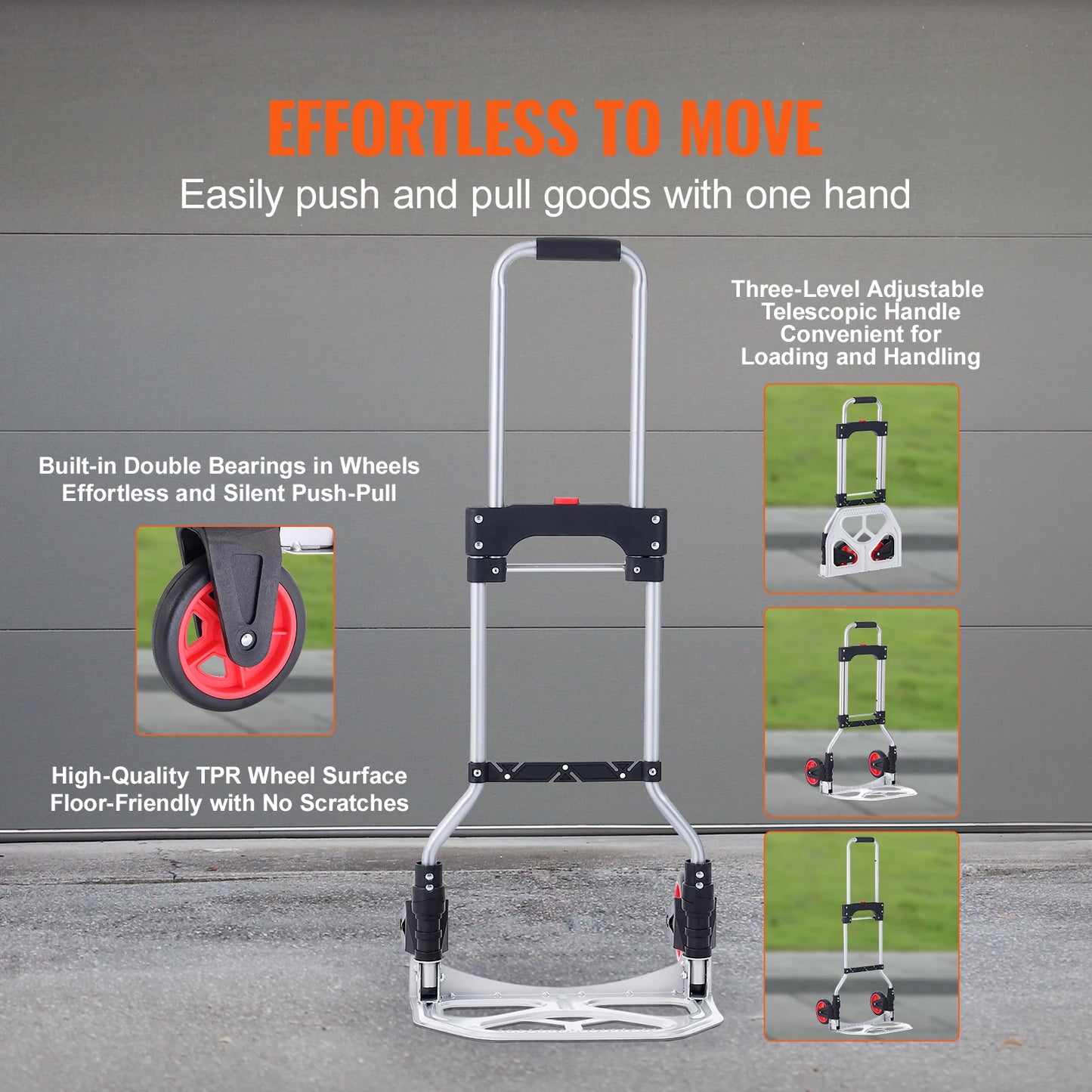 SucceBuy Folding Telescoping Handle Hand Truck Dolly Aluminum Stair Cart