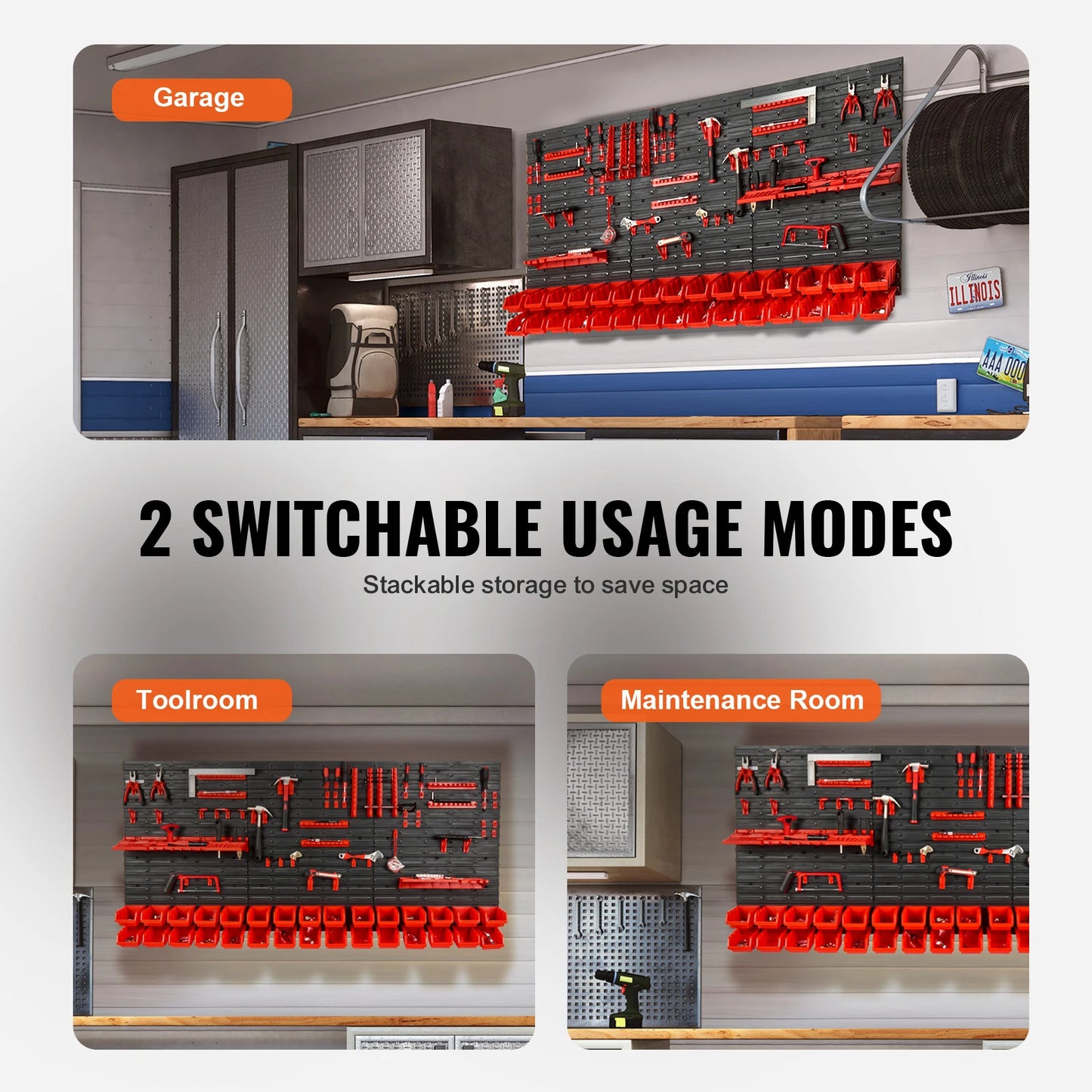 SucceBuy Wall Mounted Storage Bins Organizer Garage