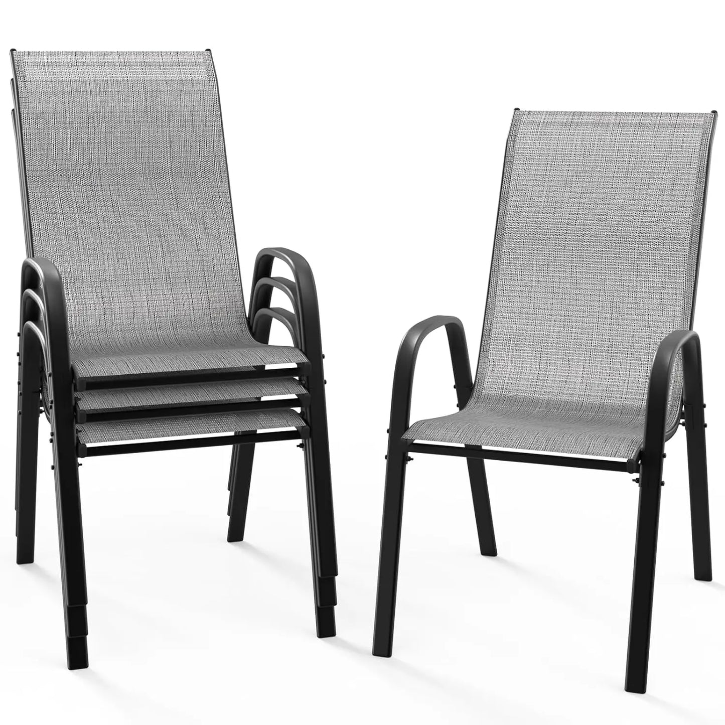 Stackable Patio Chairs Set Of 4 For Outdoor Dining