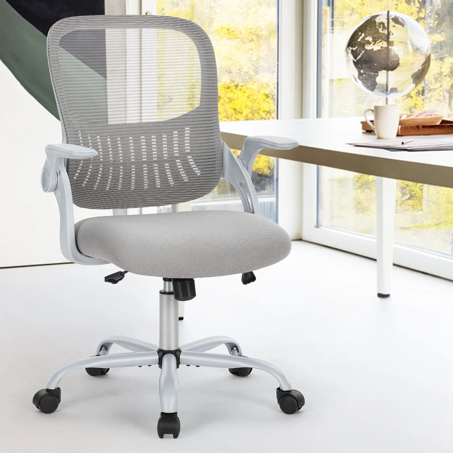 JHK Ergonomic Mesh Backrest Chair With Adjustable Height And Rolling Wheels