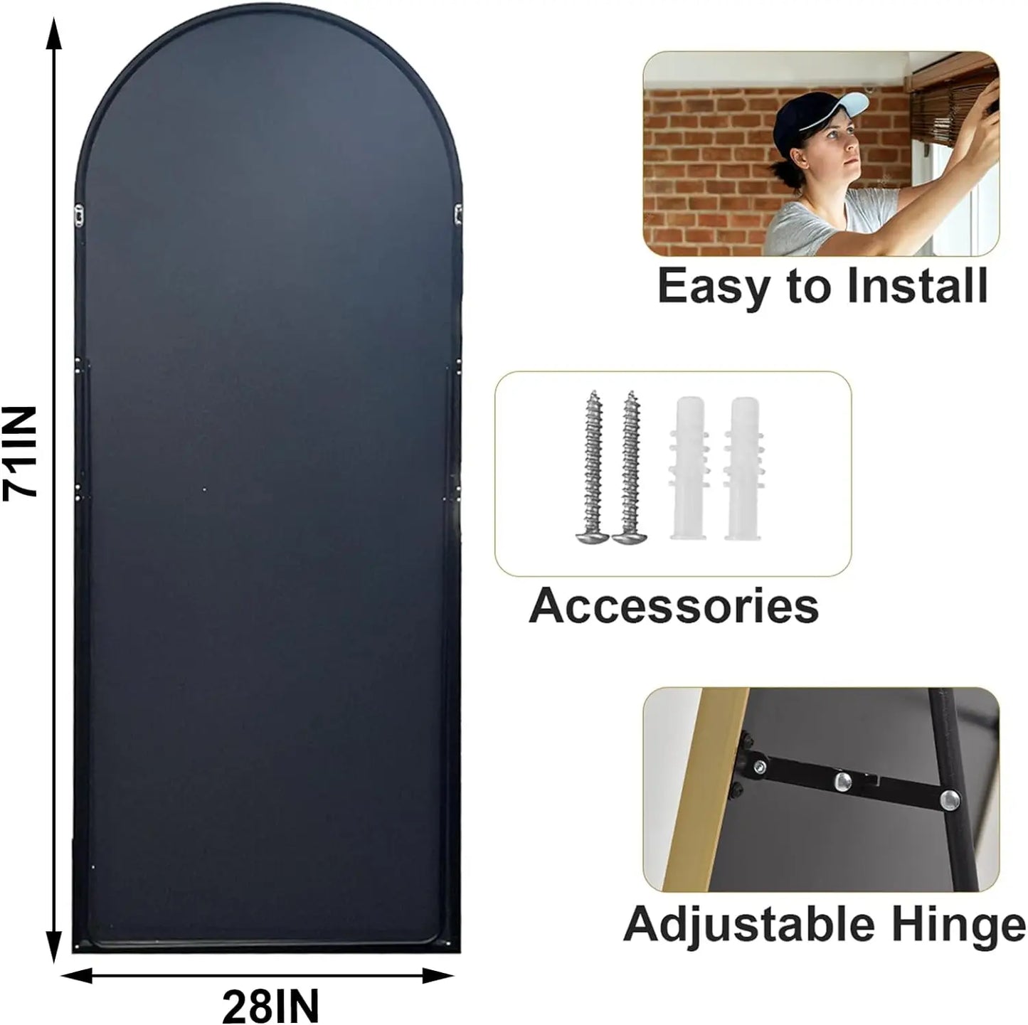 HARRITPURE Full Body Mirror With Aluminum Frame