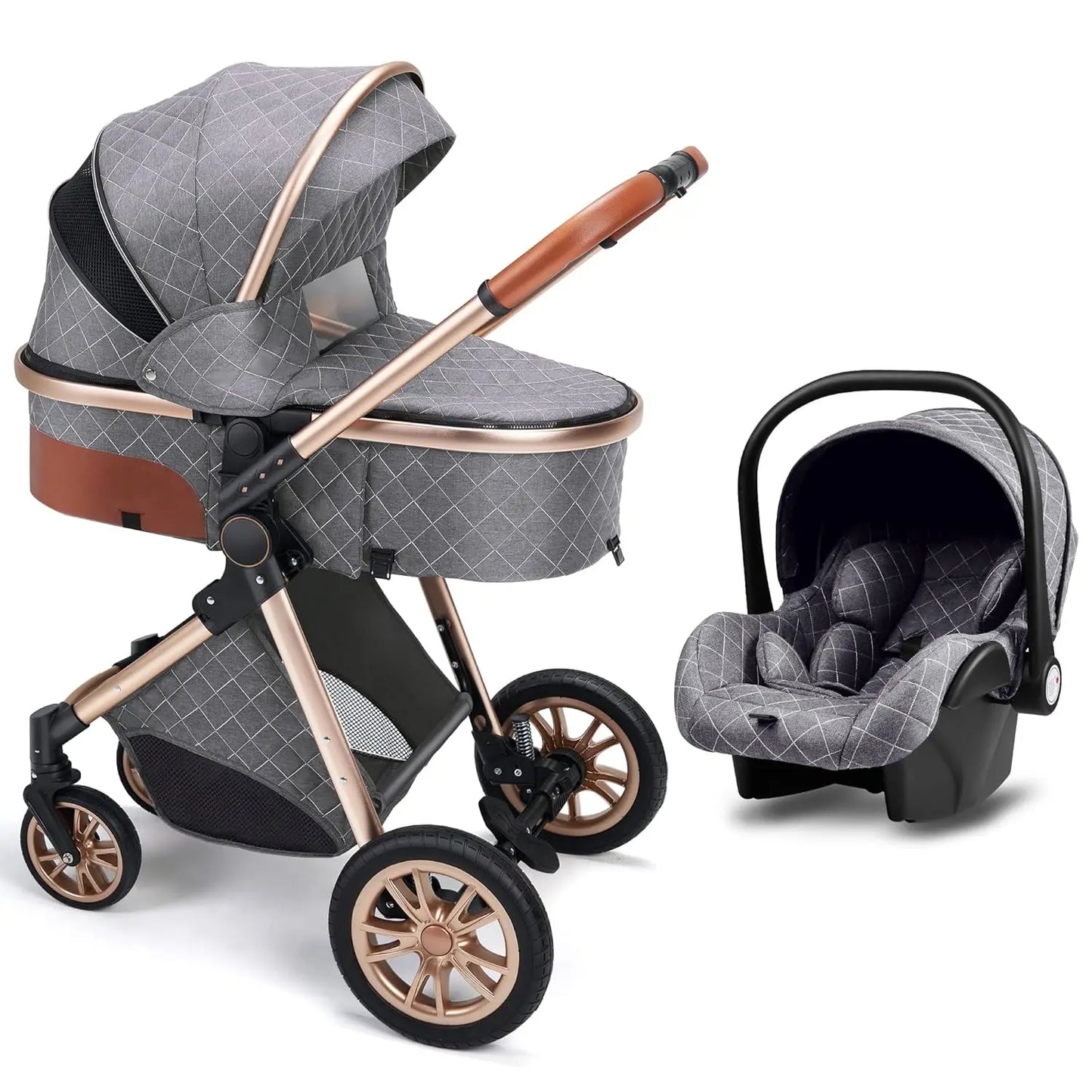 2 In 1 Baby Cradle Stroller Portable High View For 1-2 Years