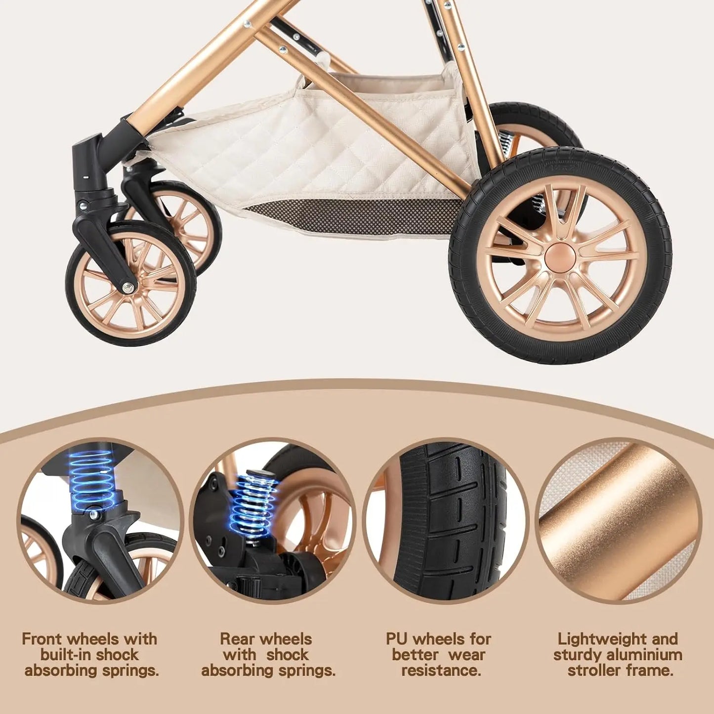 2 In 1 Baby Cradle Stroller Portable High View For 1-2 Years