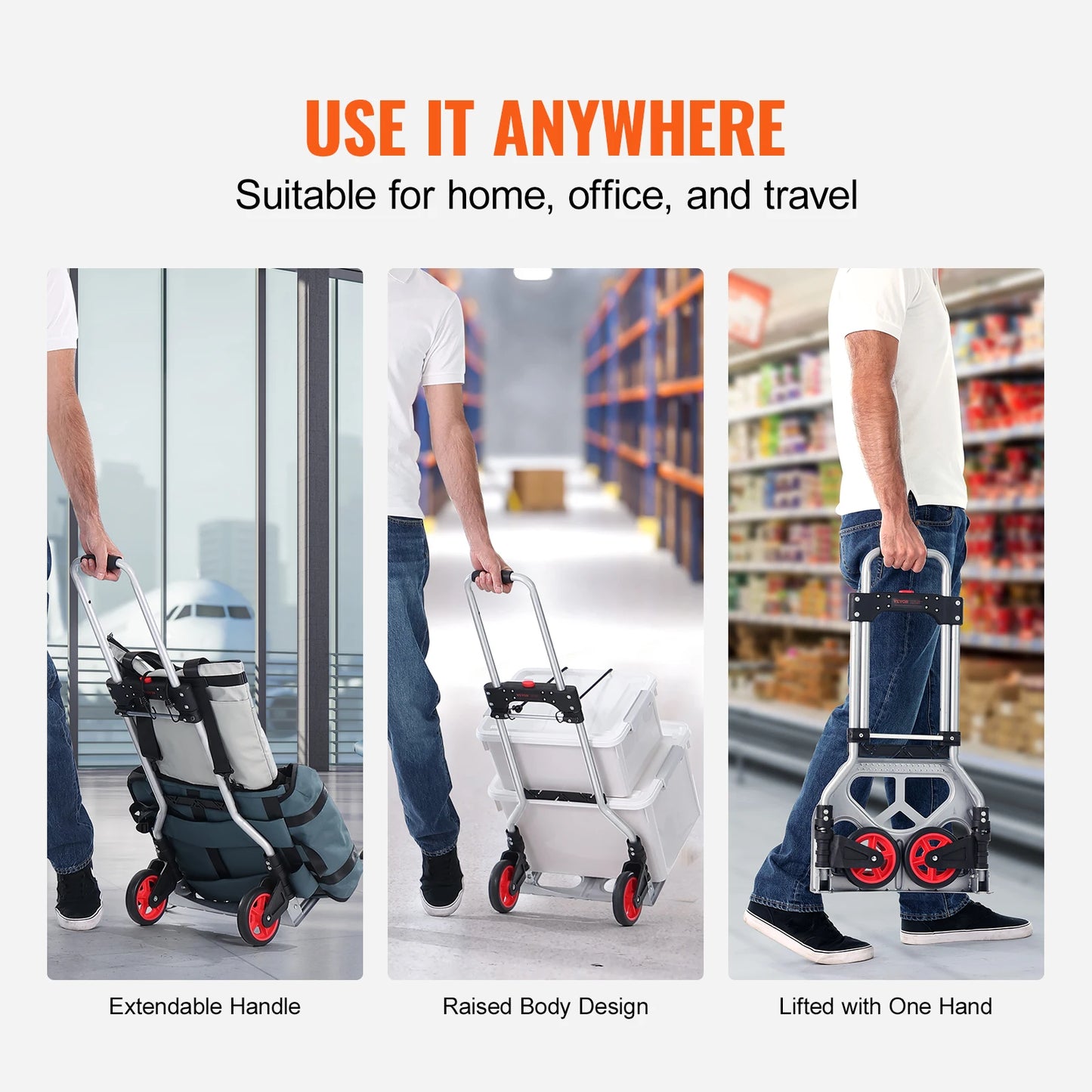 SucceBuy Folding Telescoping Handle Hand Truck Dolly Aluminum Stair Cart