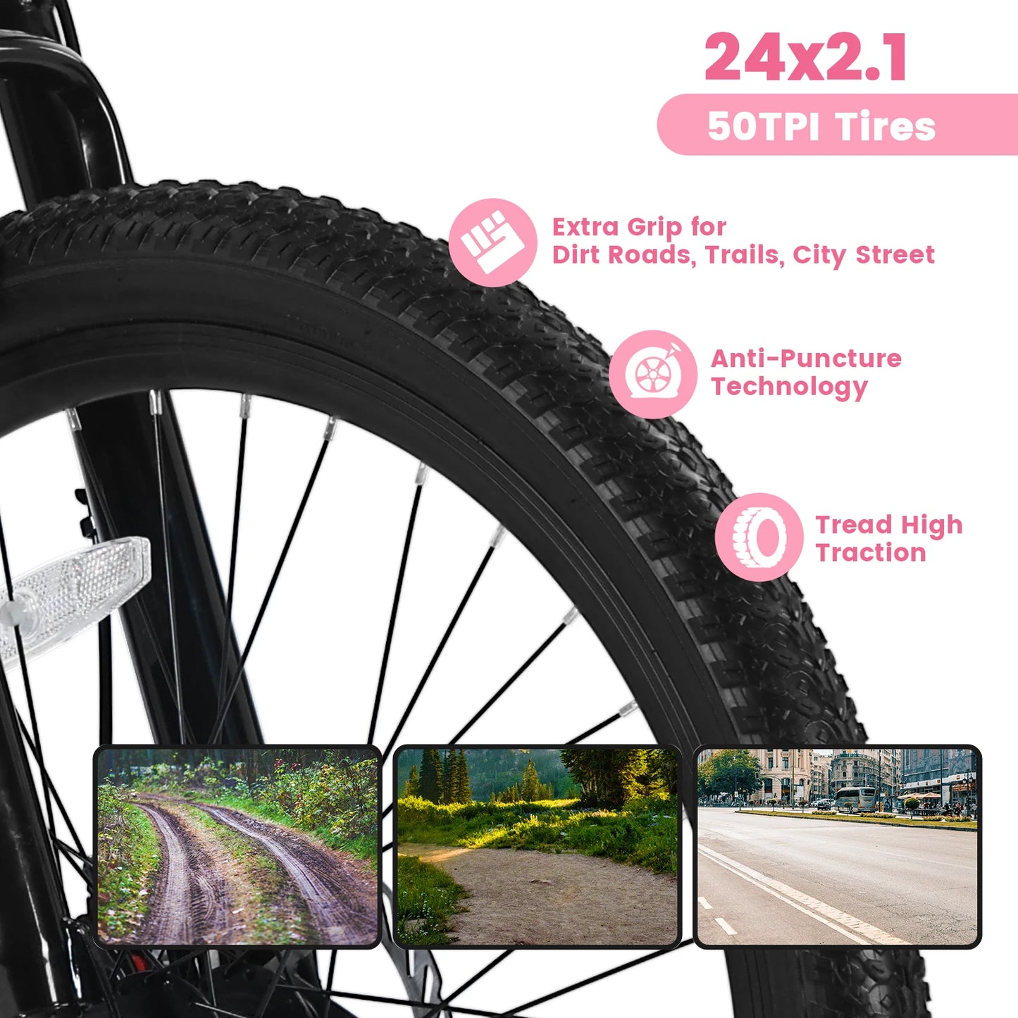 Ecarpat Women's Mountain Bike Front Suspension Disc Brakes