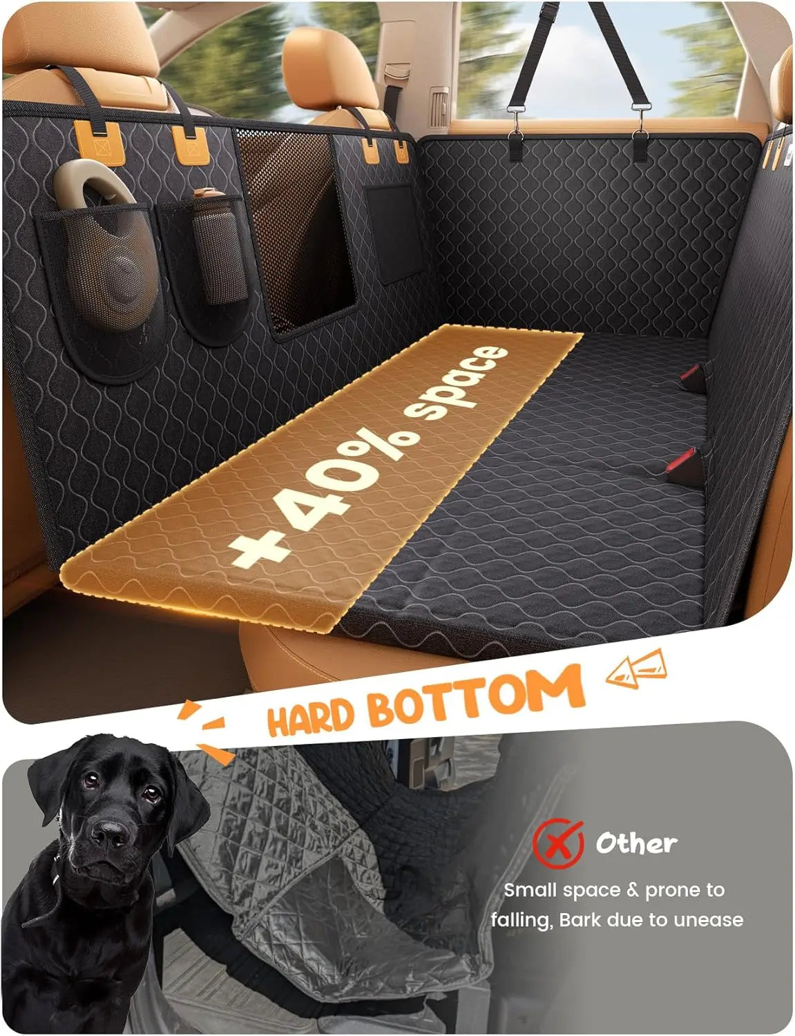 Upgraded Dog Car Seat Cover Waterproof Anti-Rip With Mesh Window