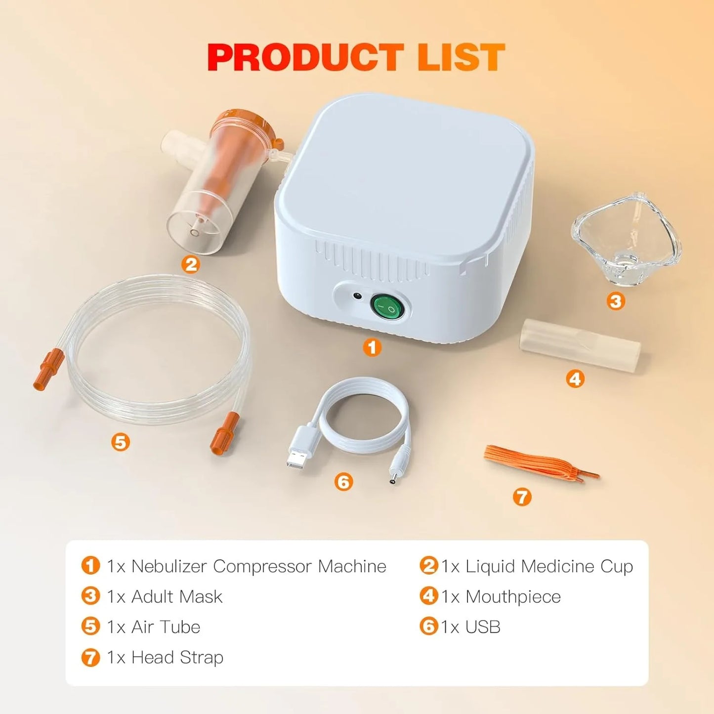 Portable Nebulizer Compressor Inhalation Device Silent Mist