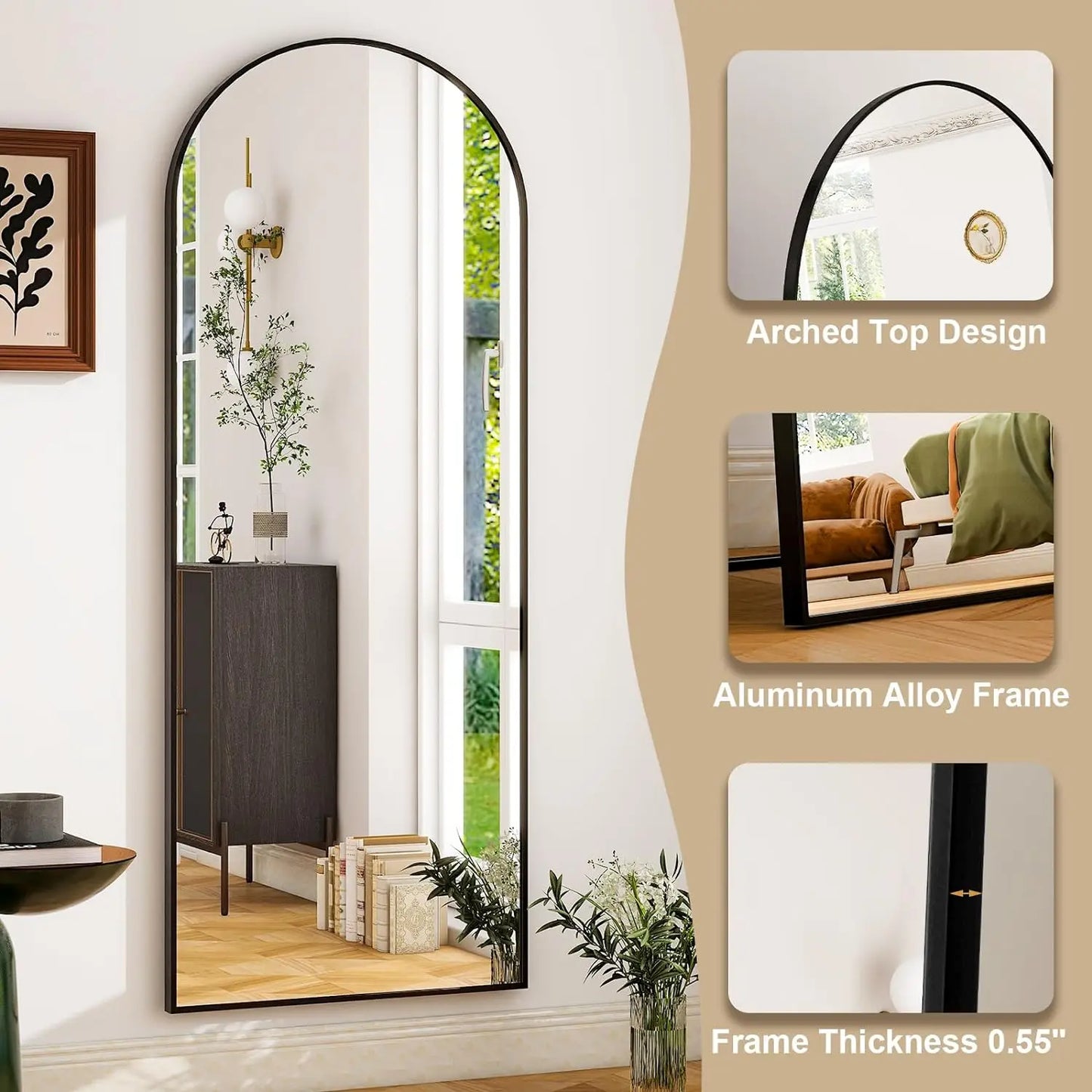 HARRITPURE Full Body Mirror With Aluminum Frame