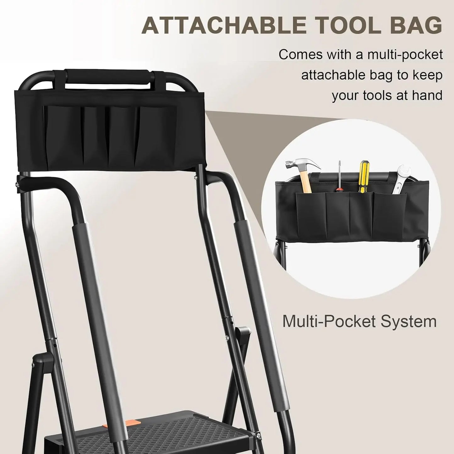3 Step Ladder With Handrails 500 Lbs Capacity Folding Stool