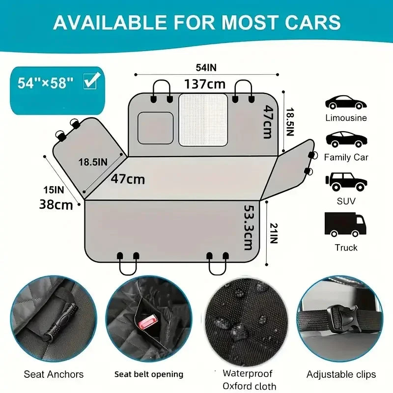Dog Car Seat Cover Waterproof Hammock Nonslip For Cars And Trucks