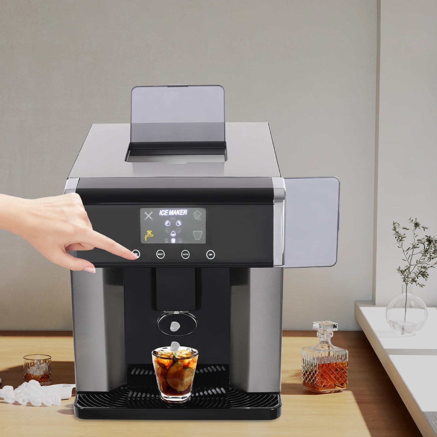 Bymaocar 2-In-1 Touch Screen Ice Maker And Cold Water Dispenser